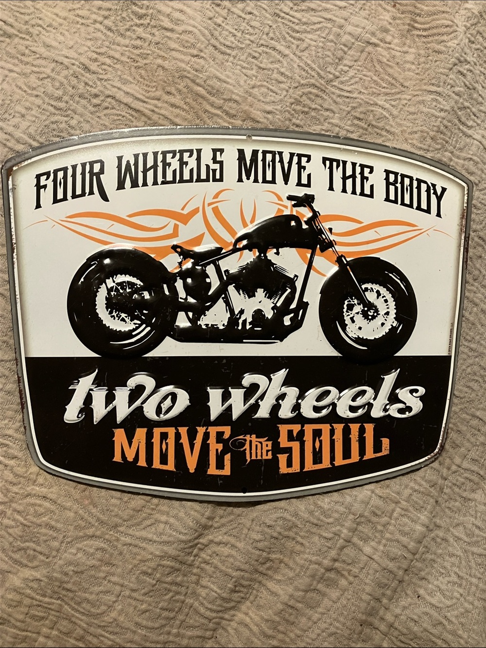 Open Road Brands Motorcycle Wall Sign - Black & Orange Chopper Graphic